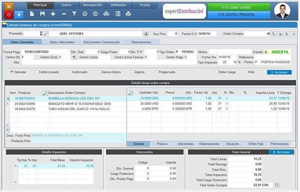 CONTROL DE LAS COMPRAS  sobre ERP Distribucion 