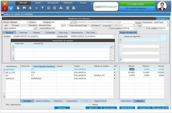 CONTROL DE CALIDAD sobre ERP Alimentación