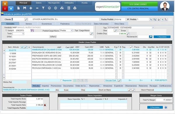 Funcionalidades expert ERP Alimentación Cloud