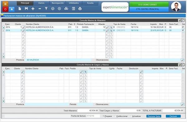 FACTURACIÓN sobre ERP Alimentacion en Cloud