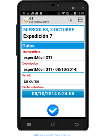 Funcionalidades app gti - Creacion expediciones