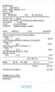 emisión de la documentación de venta ticket