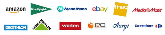 amazon, el corte ingles, ebay, fnac, leroy merlin, worten, aurgy, carrefour, media markt, mano mano, decathlon