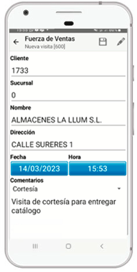 registro visitas fuerza ventas